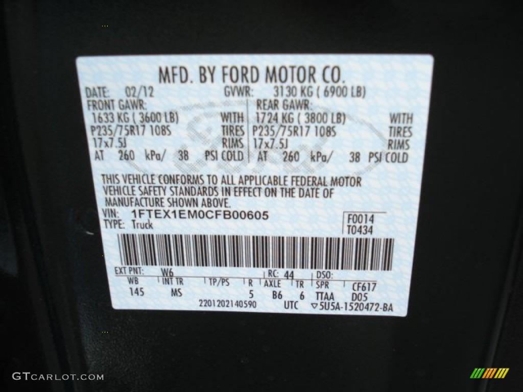 2012 F150 Color Code W6 for Green Gem Metallic Photo #61775315