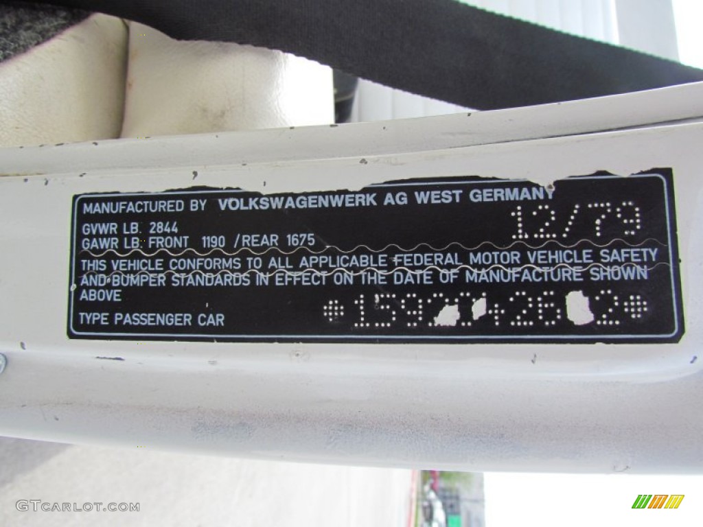 1979 Volkswagen Beetle Convertible Info Tag Photo #61779267