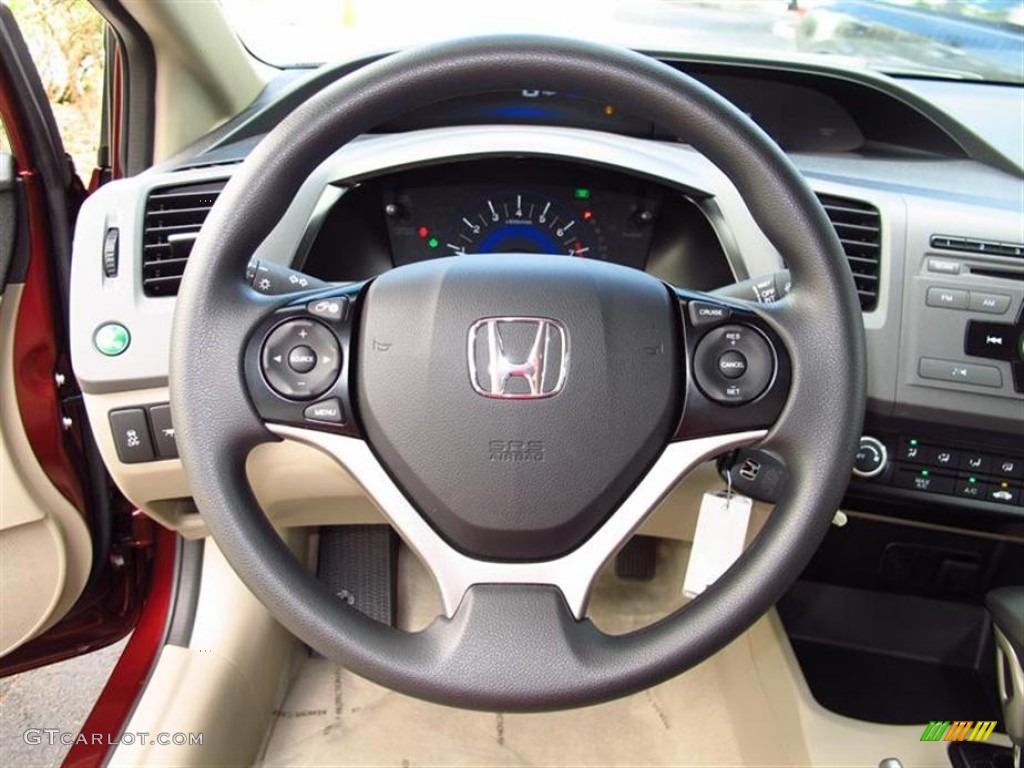 2012 Honda Civic LX Sedan Beige Steering Wheel Photo #61784057