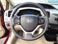 Beige 2012 Honda Civic LX Sedan Steering Wheel