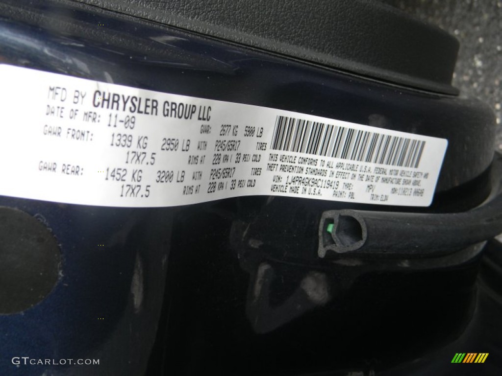 2010 Grand Cherokee Color Code PBL for Modern Blue Pearl Photo #61785794
