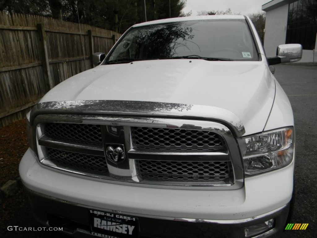 2011 Ram 1500 Laramie Crew Cab 4x4 - Bright White / Light Pebble Beige/Bark Brown photo #2