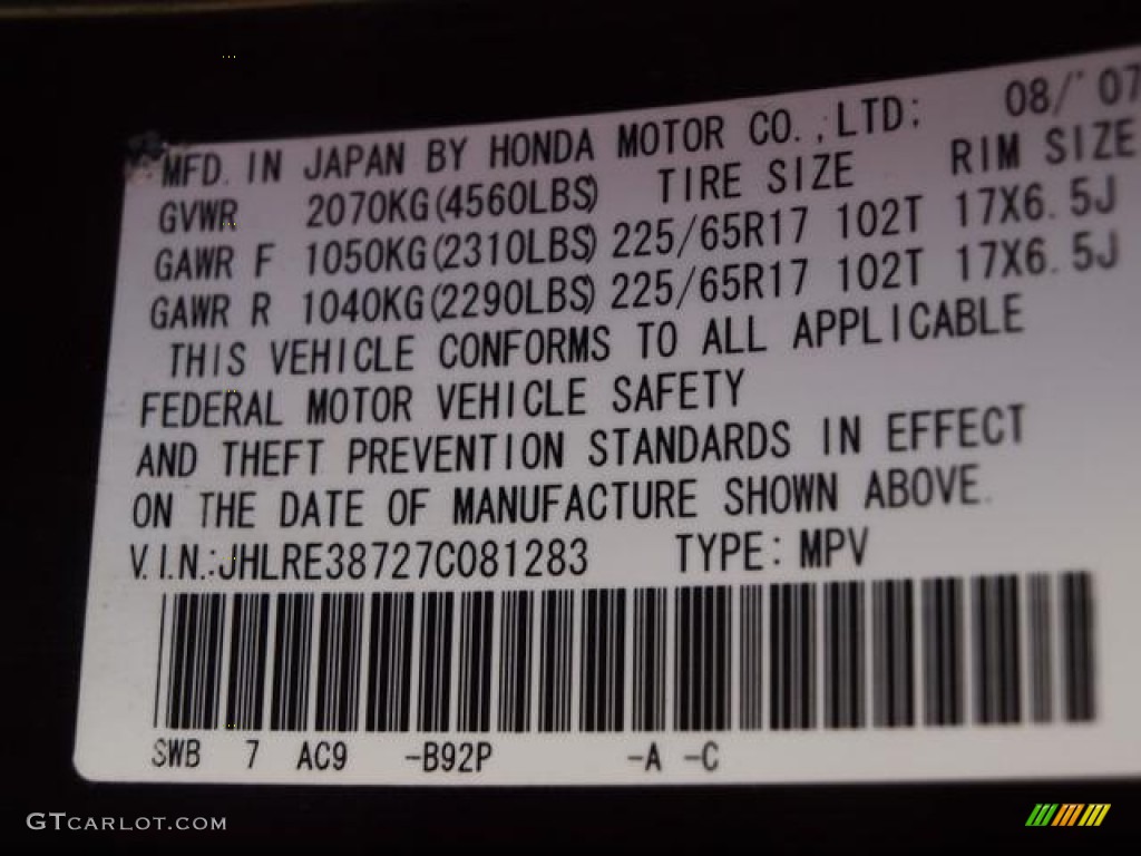 2007 Honda CR-V EX-L B92P Photo #61786658
