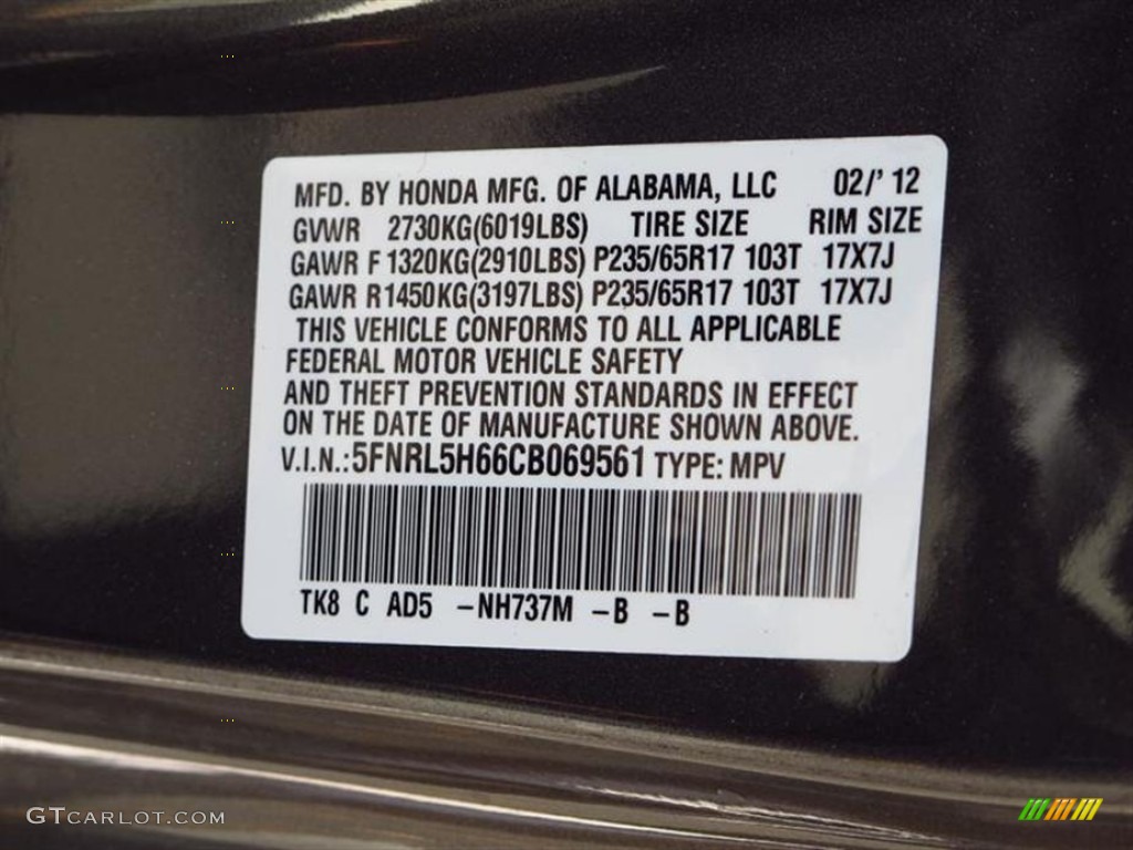 2012 Odyssey Color Code NH737M for Polished Metal Metallic Photo #61786718