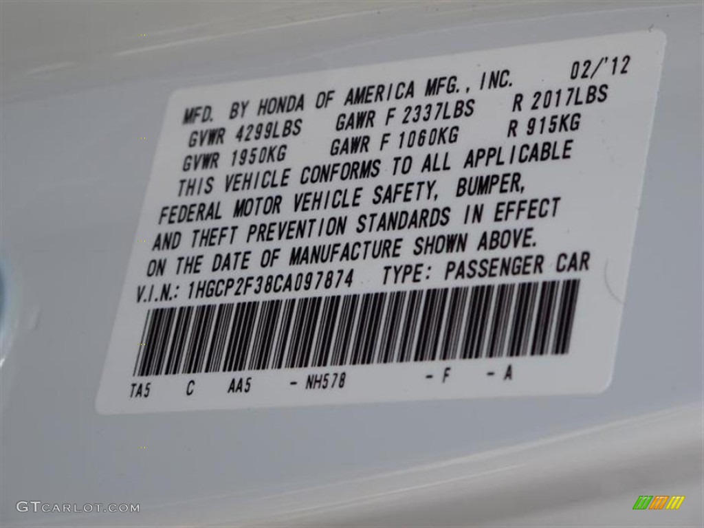 2012 Accord LX Sedan - White Diamond Pearl / Ivory photo #10