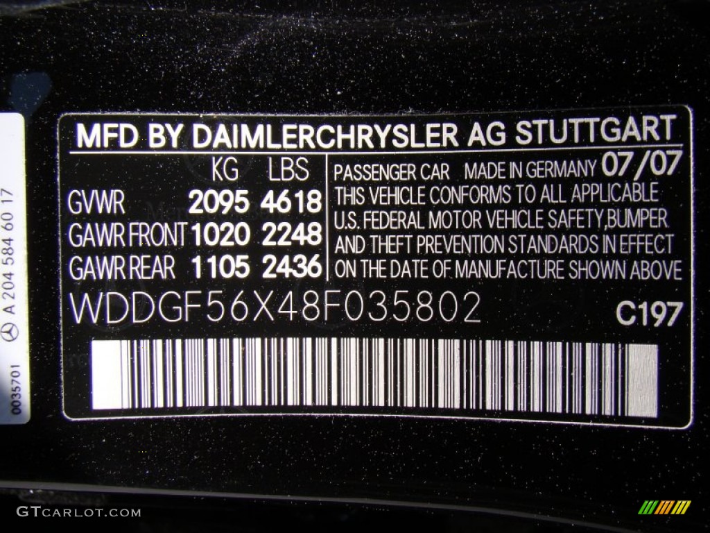2008 C Color Code 197 for Obsidian Black Metallic Photo #61790495
