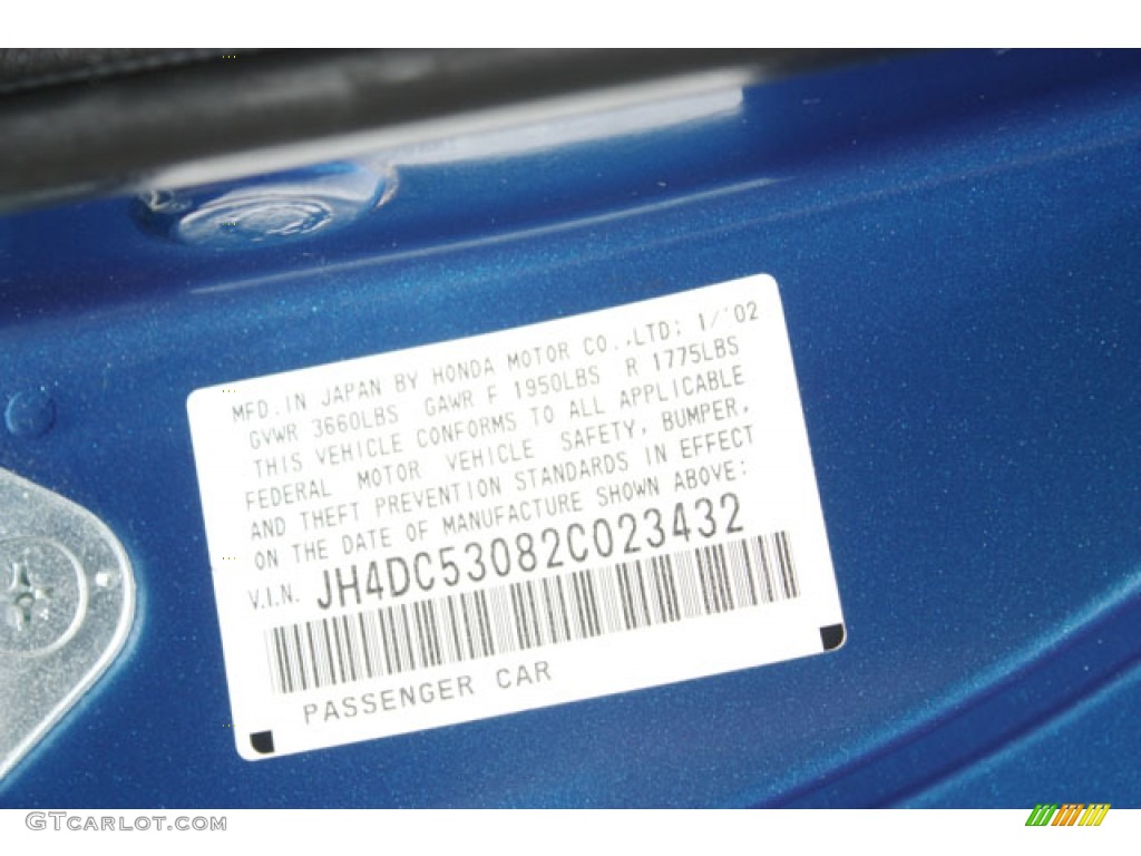 2002 RSX Type S Sports Coupe - Arctic Blue Pearl / Ebony Black photo #29