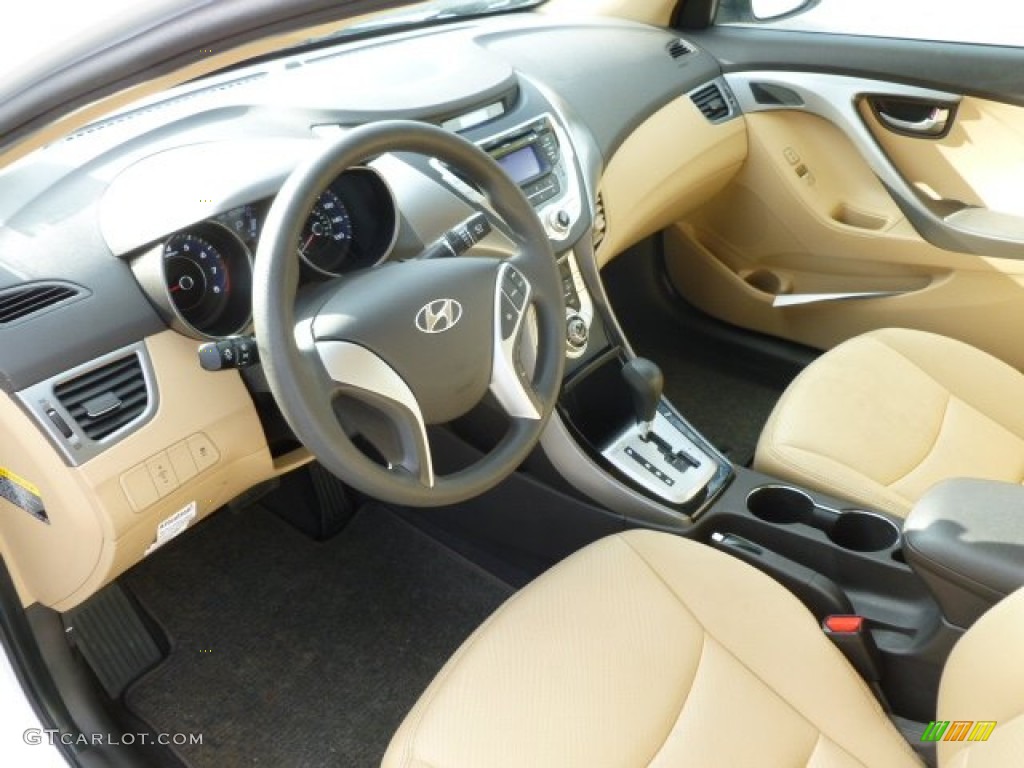 2011 Elantra GLS - Pearl White / Beige photo #16