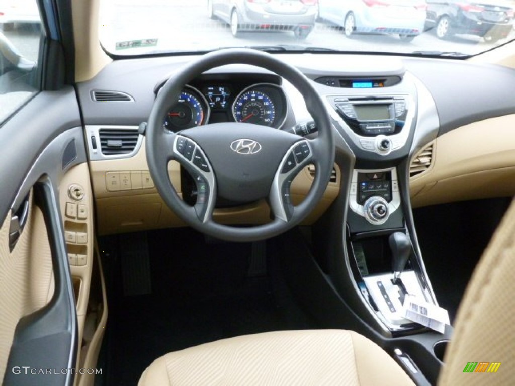 2012 Elantra GLS - Blue Sky Metallic / Beige photo #14