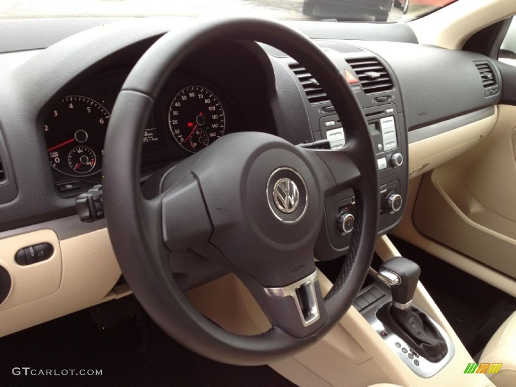 2010 Volkswagen Jetta Limited Edition Sedan Cornsilk Beige Steering Wheel Photo #61805363