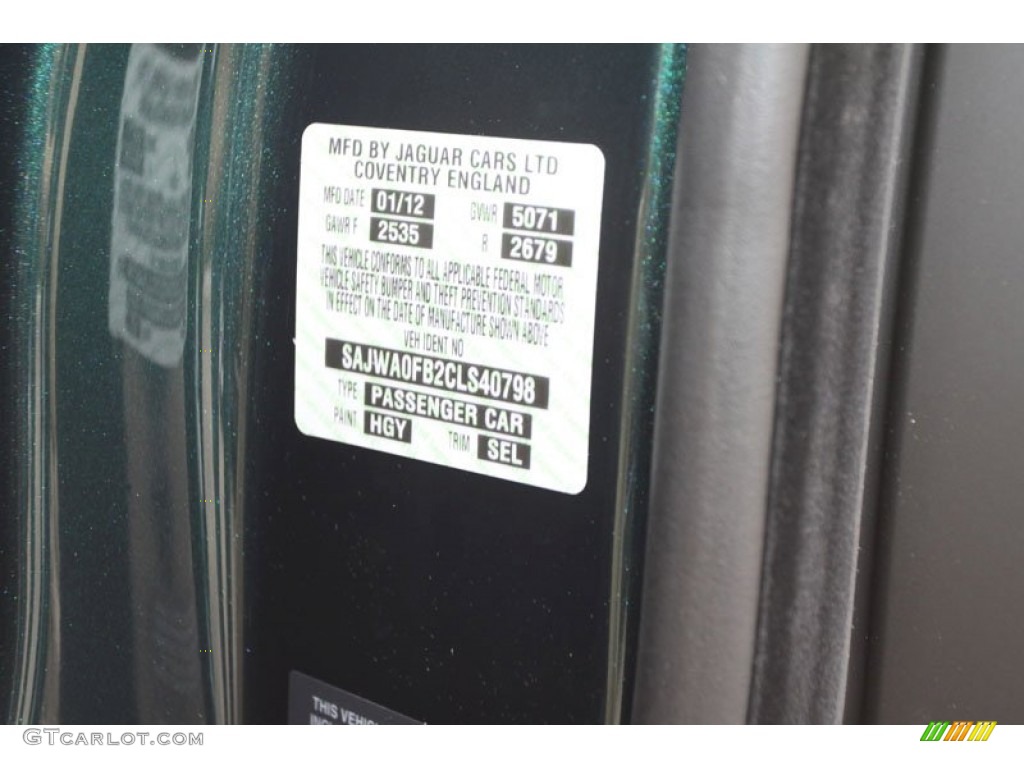 2012 XF Color Code HGY for British Racing Green Metallic Photo #61805434