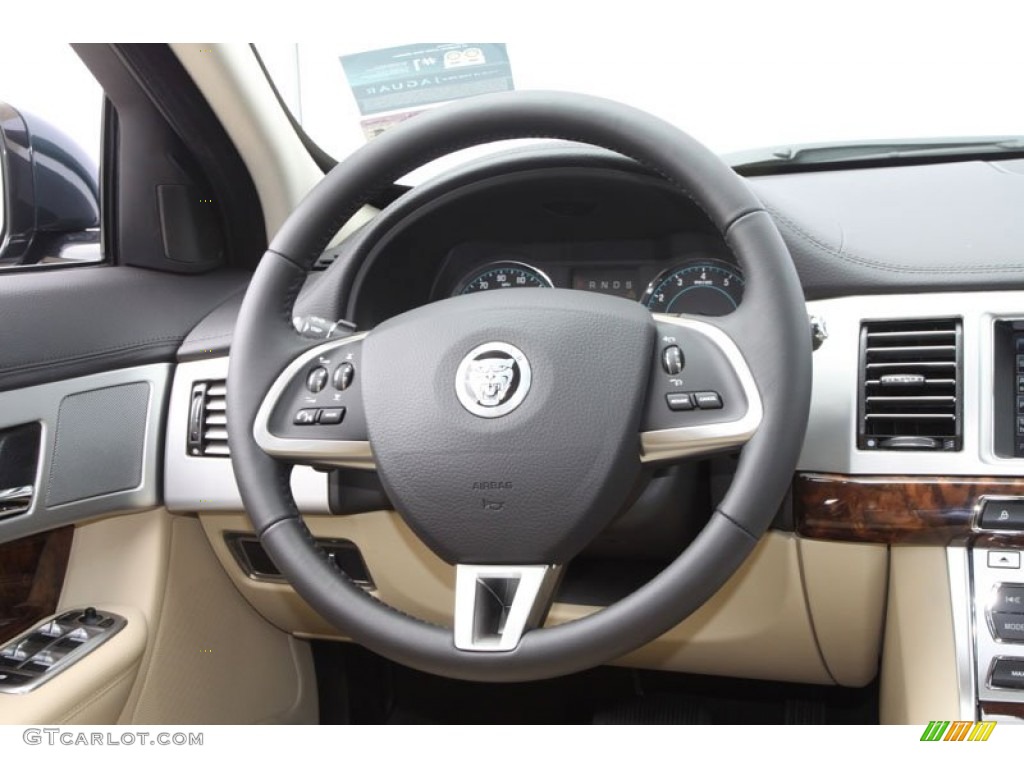 2012 Jaguar XF Standard XF Model Barley/Warm Charcoal Steering Wheel Photo #61805522