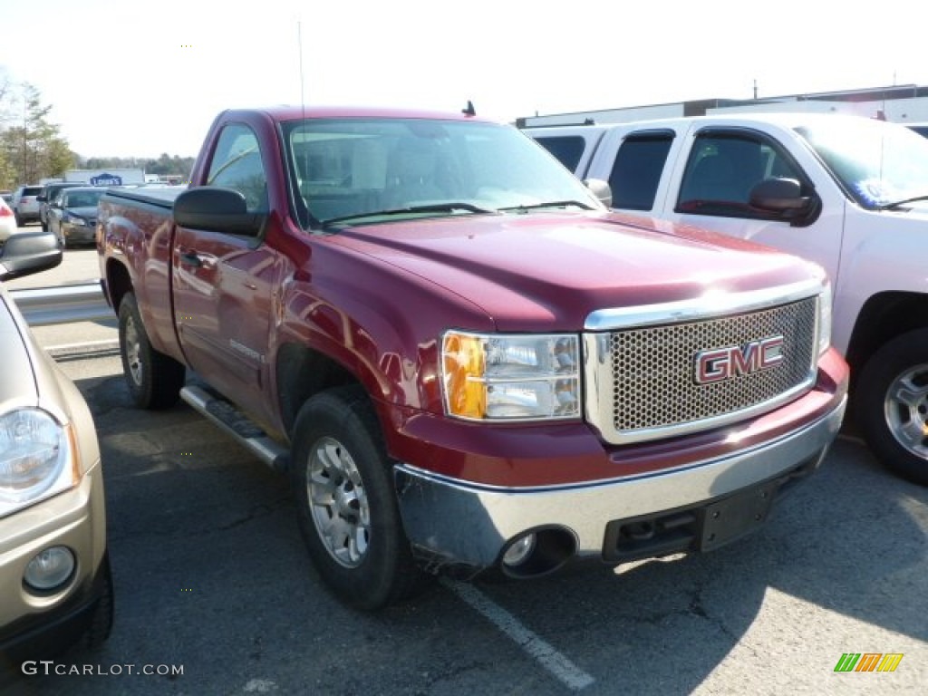 2007 Sierra 1500 SLE Regular Cab 4x4 - Sport Dark Red Metallic / Dark Titanium/Light Titanium photo #1