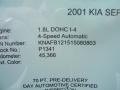 2001 Silver Kia Sephia LS  photo #22