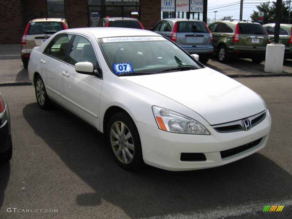 2007 Accord SE V6 Sedan - Taffeta White / Ivory photo #1