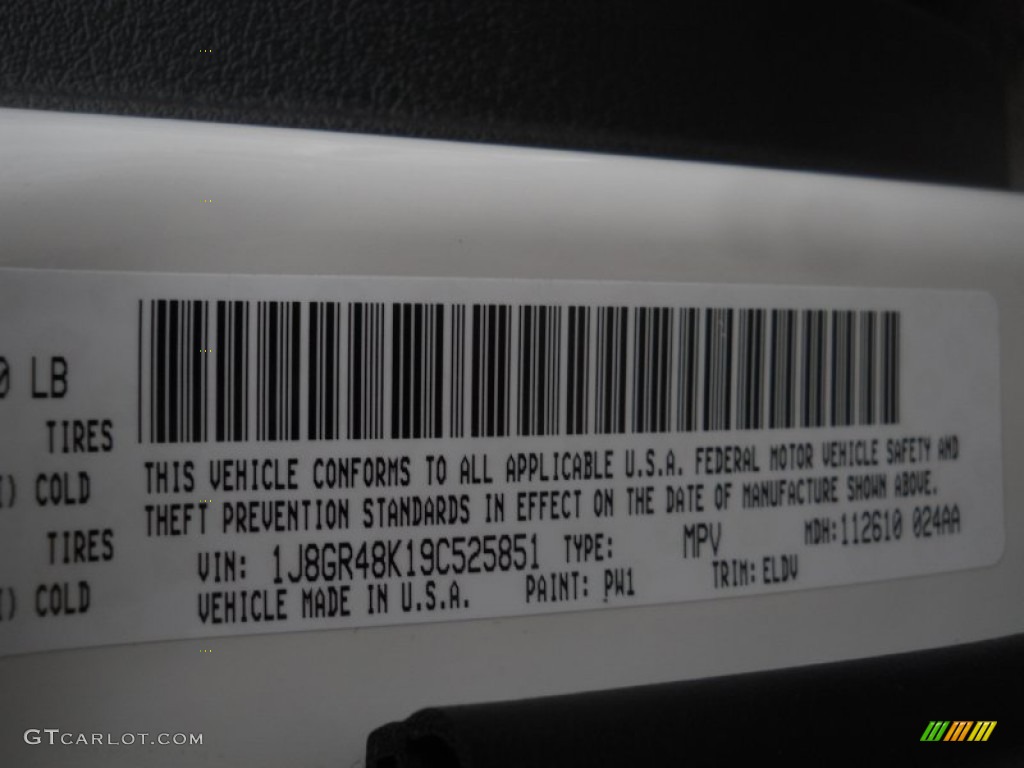 2009 Grand Cherokee Color Code PW1 for Stone White Photo #61811141