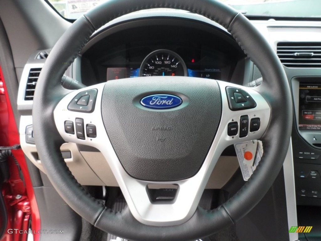 2012 Ford Explorer XLT Medium Light Stone Steering Wheel Photo #61812423