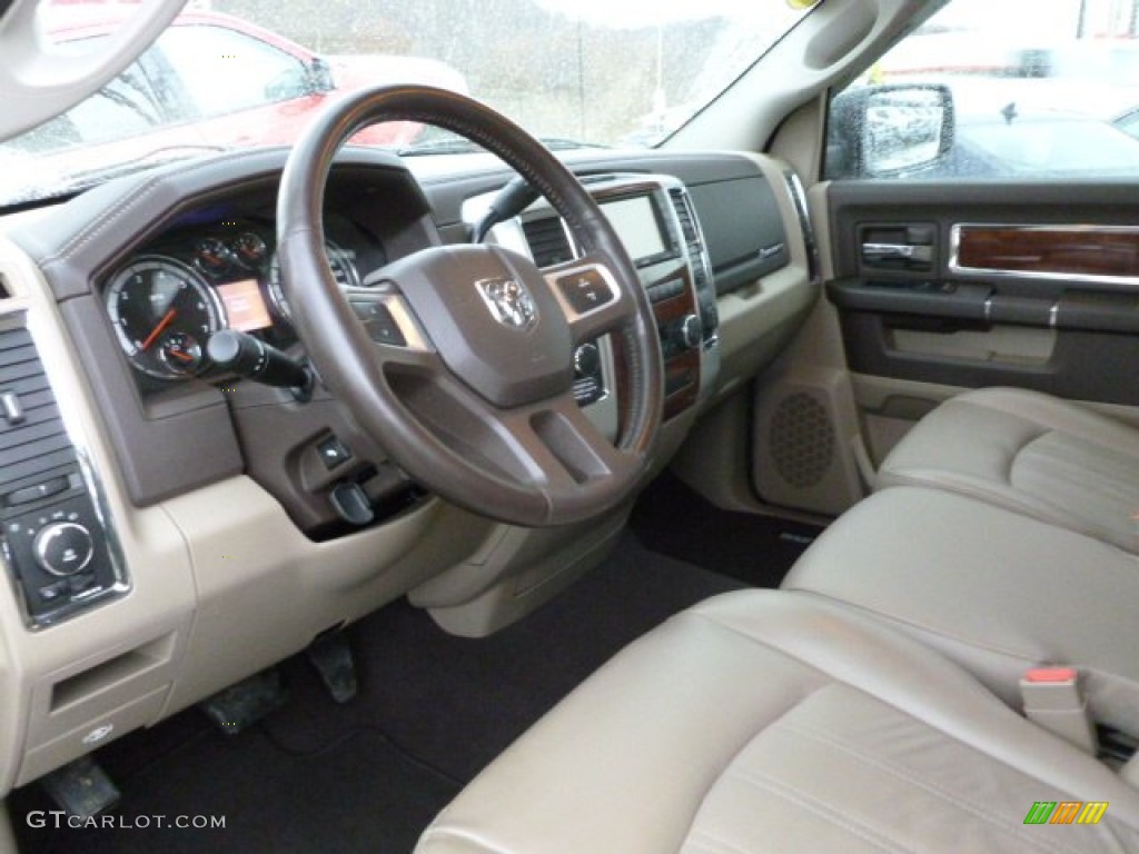 Light Pebble Beige/Bark Brown Interior 2009 Dodge Ram 1500 Laramie Quad Cab 4x4 Photo #61814762