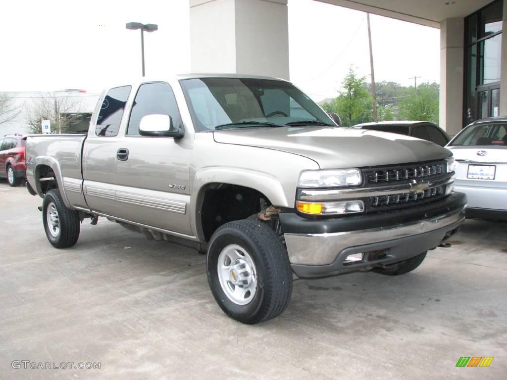 2000 Silverado 2500 LS Extended Cab 4x4 - Light Pewter Metallic / Tan photo #1