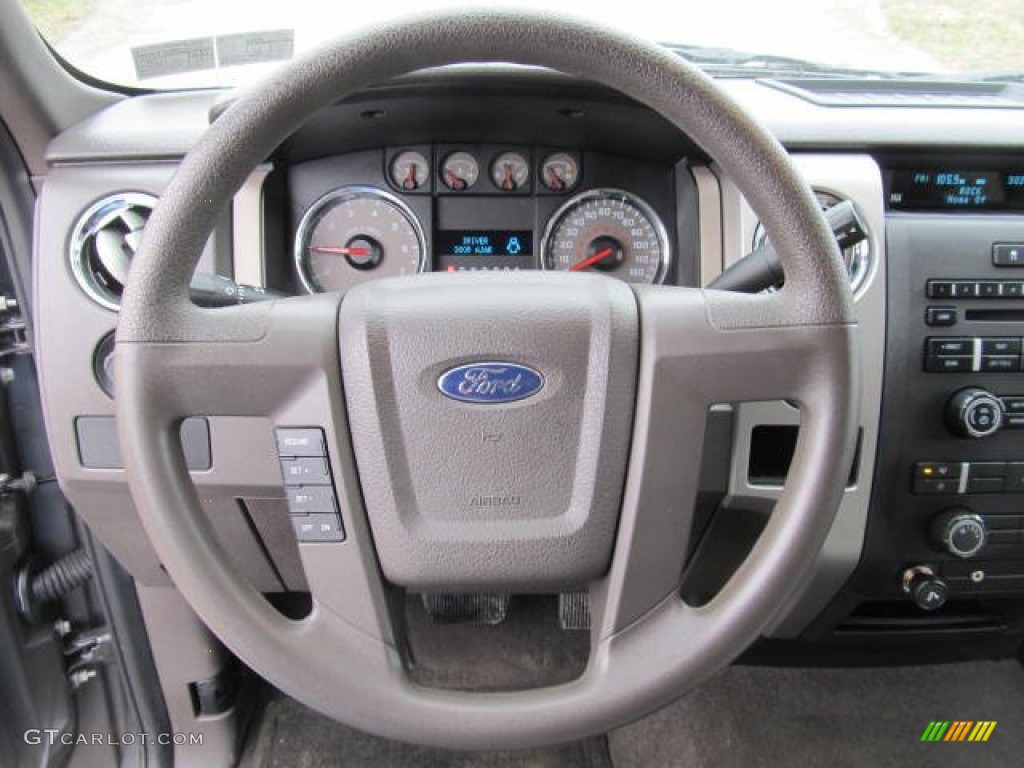 2010 Ford F150 XLT SuperCab 4x4 Medium Stone Steering Wheel Photo #61816391