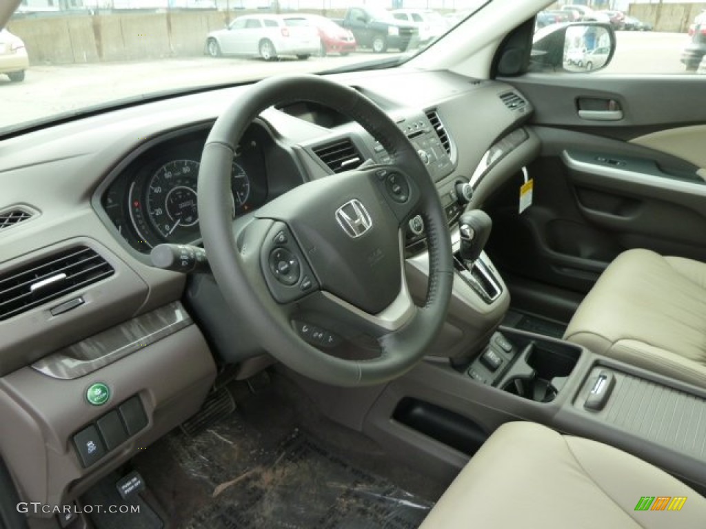 2012 CR-V EX-L 4WD - White Diamond Pearl / Beige photo #16
