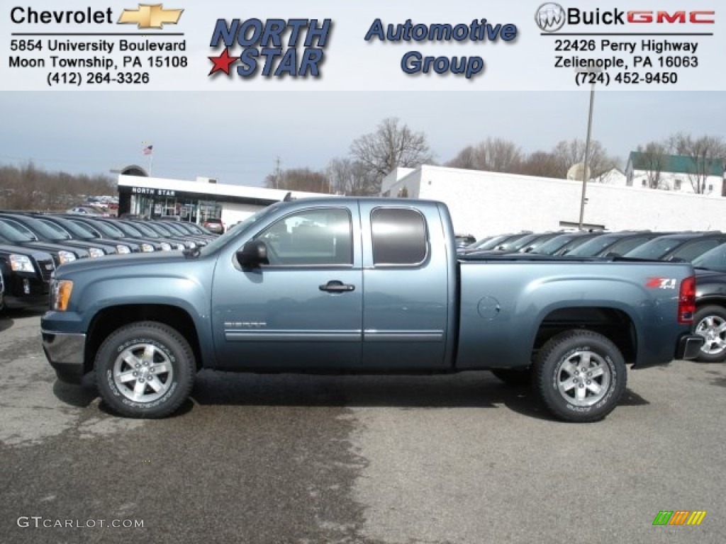 2012 Sierra 1500 SLE Extended Cab 4x4 - Stealth Gray Metallic / Ebony photo #1