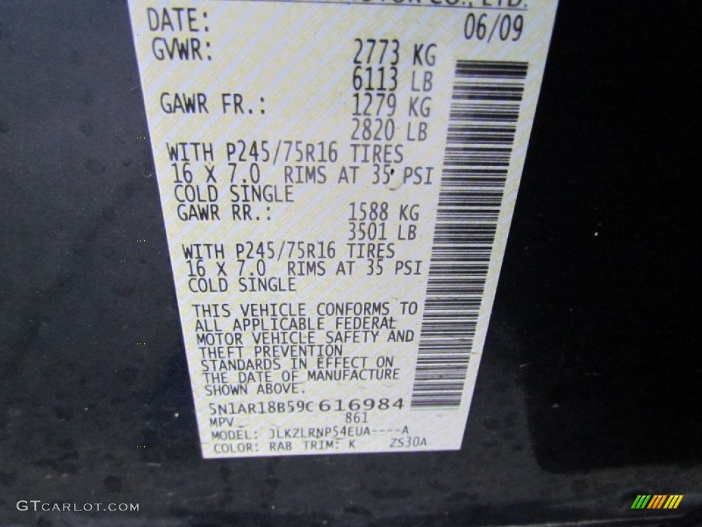2009 Nissan Pathfinder S 4x4 Color Code Photos