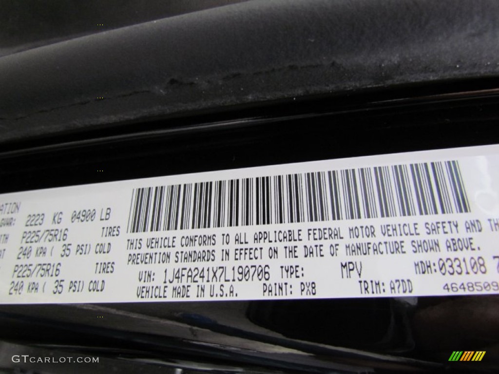 2007 Wrangler Color Code PX8 for Black Photo #61820834