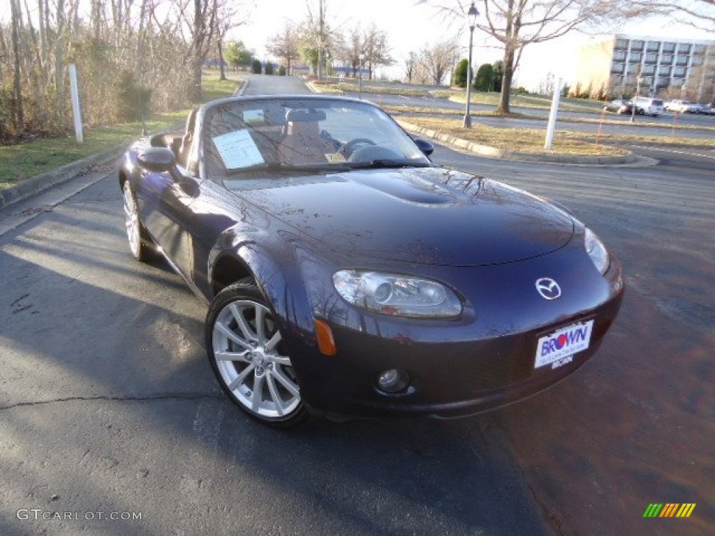 2008 MX-5 Miata Grand Touring Roadster - Stormy Blue Mica / Saddle Brown photo #9