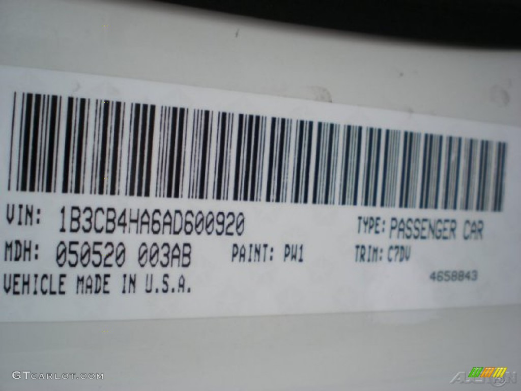 2010 Caliber Color Code PW1 for Stone White Photo #61822547