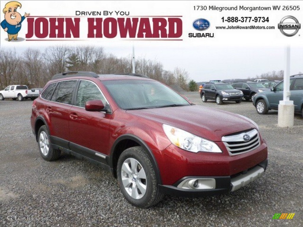 2012 Outback 2.5i Limited - Ruby Red Pearl / Off Black photo #1