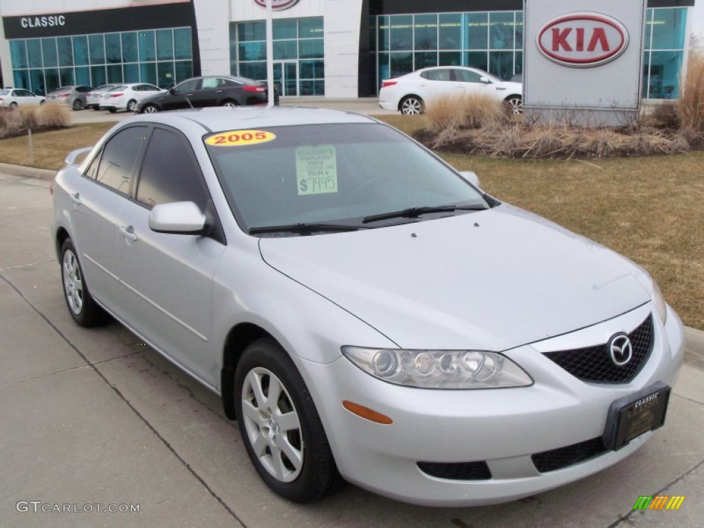 2005 MAZDA6 i Sport Sedan - Glacier Silver Metallic / Black photo #1