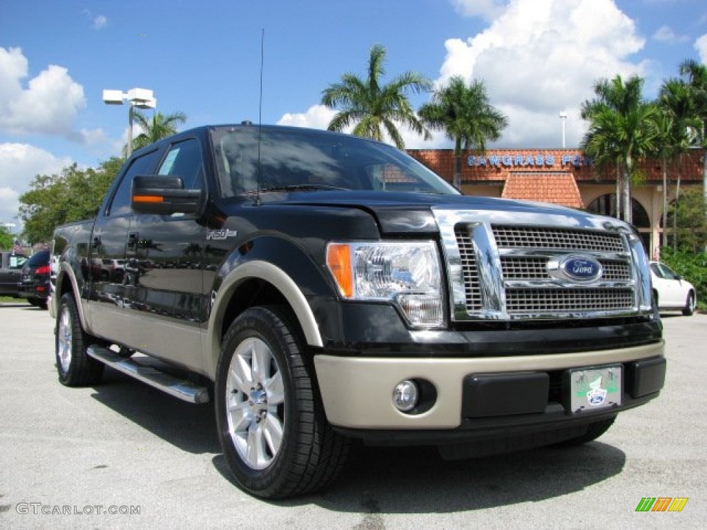 2010 F150 Lariat SuperCrew - Tuxedo Black / Tan photo #2