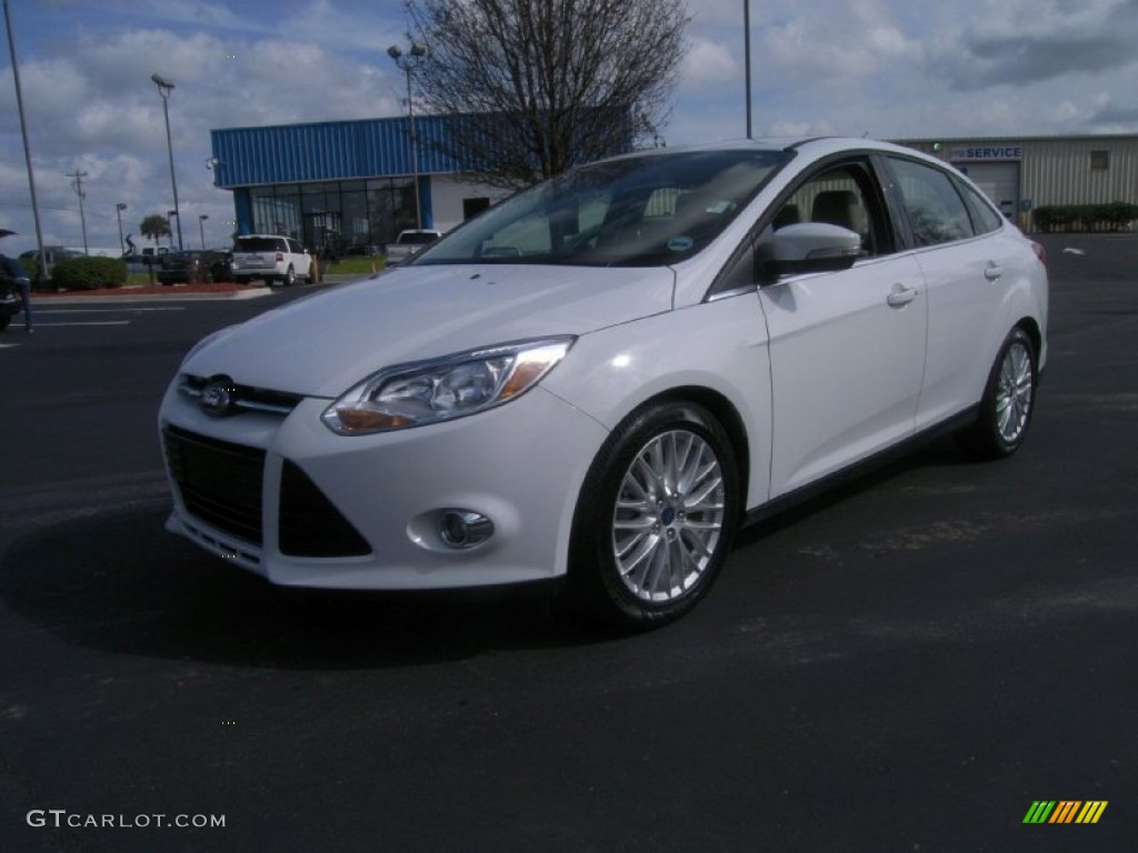 2012 Focus SEL Sedan - Oxford White / Stone photo #1