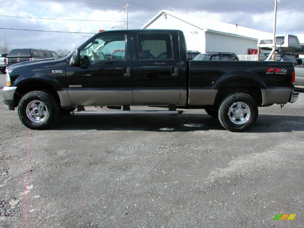 2004 F350 Super Duty Lariat Crew Cab 4x4 - Black / Medium Parchment photo #2