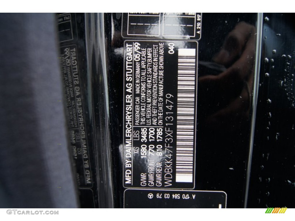 1999 SLK Color Code 040 for Black Photo #61834449