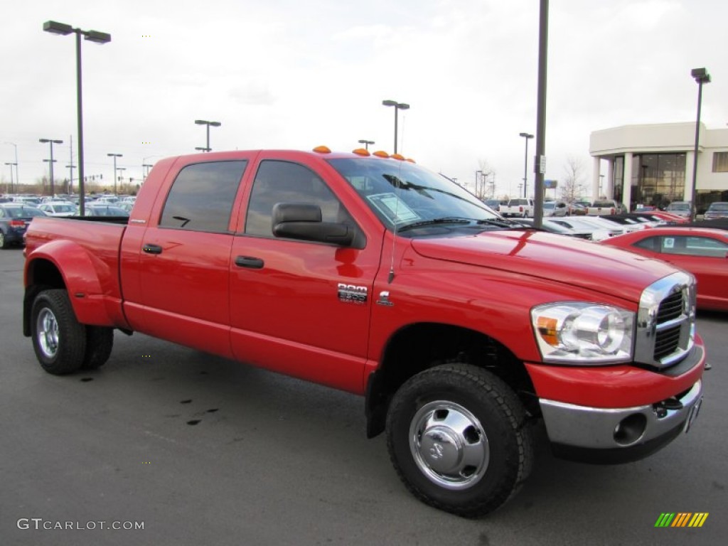 2007 Ram 3500 SLT Mega Cab 4x4 Dually - Flame Red / Medium Slate Gray photo #1