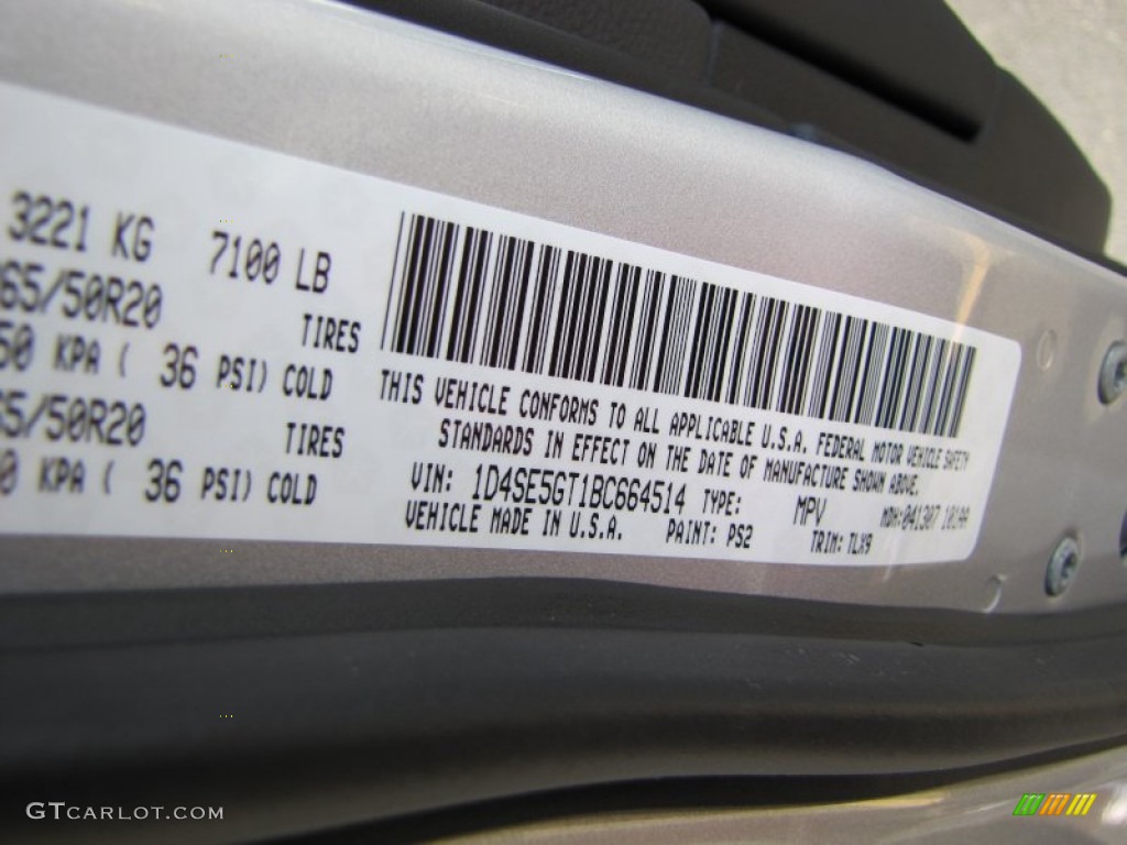 2011 Durango Color Code PS2 for Bright Silver Metallic Photo #61836003