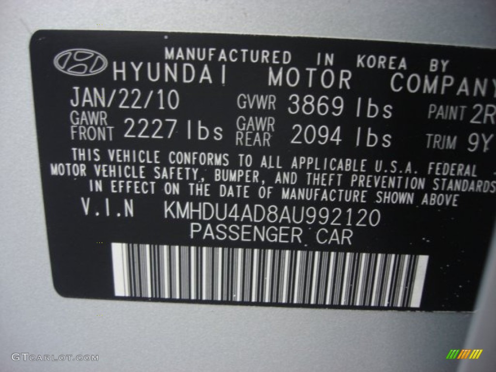 2010 Elantra Color Code 2R for Quicksilver Photo #61836297