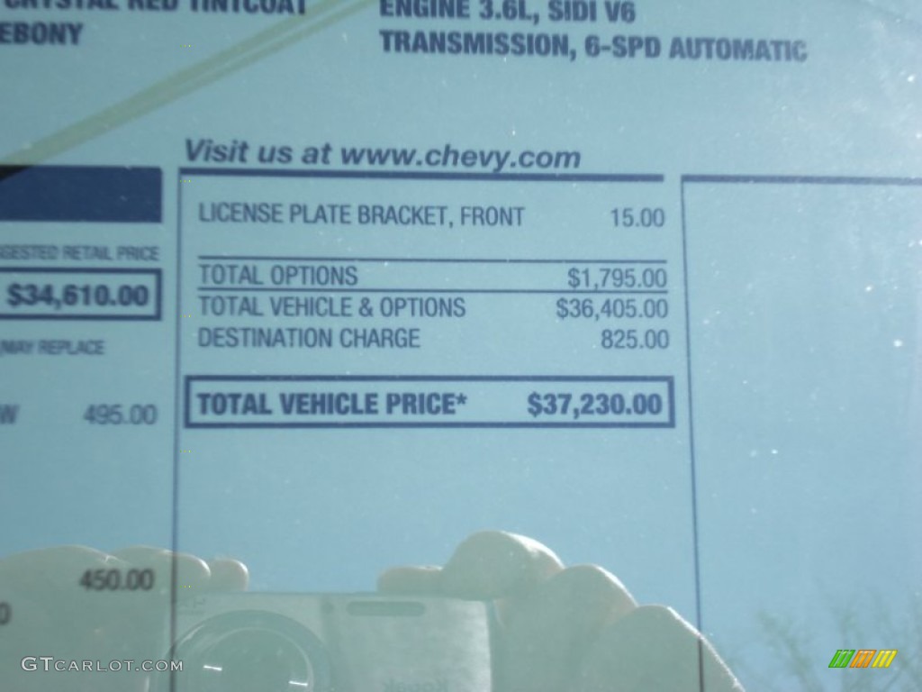 2012 Chevrolet Traverse LT AWD Window Sticker Photo #61837347