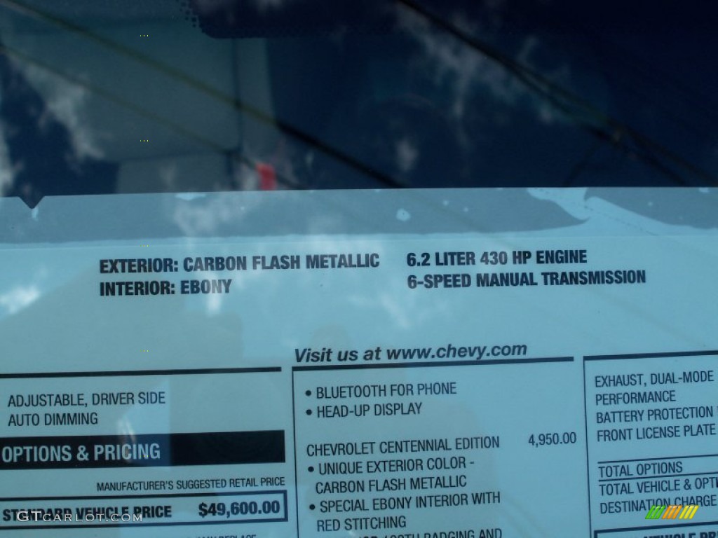 2012 Chevrolet Corvette Centennial Edition Coupe Window Sticker Photo #61839216