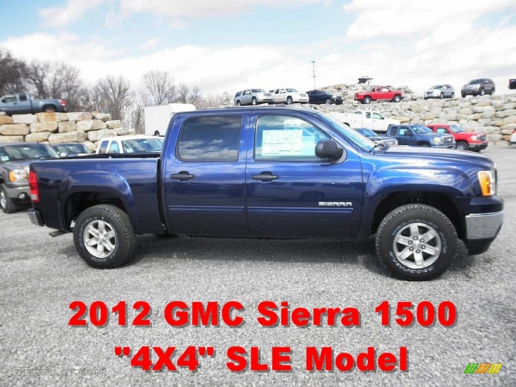 2012 Sierra 1500 SLE Crew Cab 4x4 - Midnight Blue Metallic / Ebony photo #1