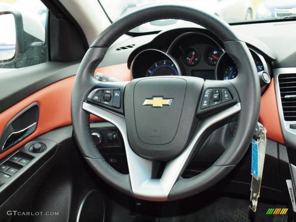 2011 Chevrolet Cruze LT Jet Black/Brick Leather Steering Wheel Photo #61841166