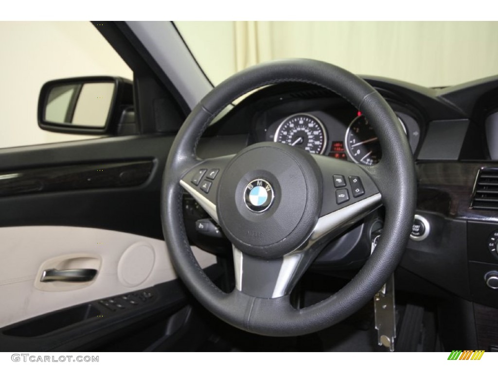 2010 BMW 5 Series 528i Sedan Cream Beige Steering Wheel Photo #61845258