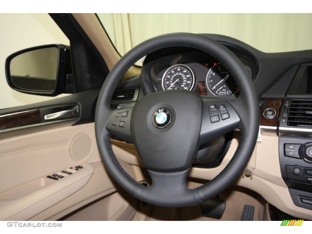 2012 BMW X5 xDrive35i Premium Sand Beige Steering Wheel Photo #61846425