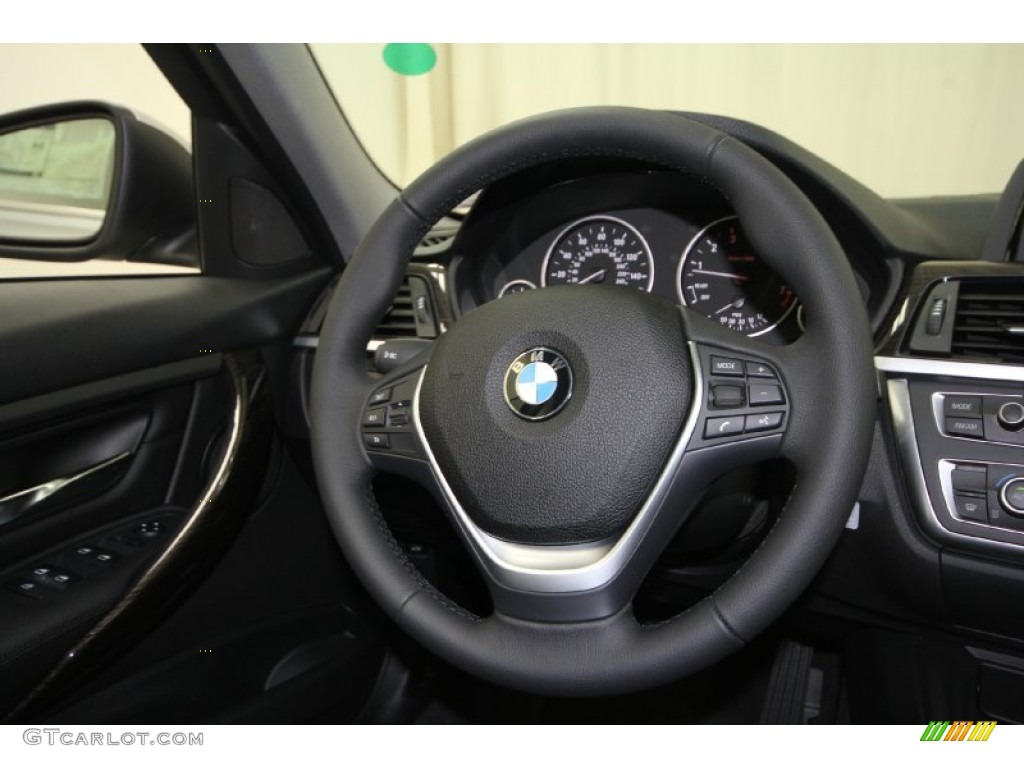 2012 BMW 3 Series 328i Sedan Black Steering Wheel Photo #61846917