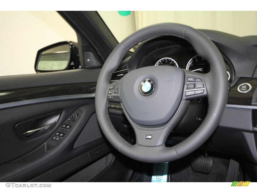 2012 BMW 5 Series 550i Sedan Black Steering Wheel Photo #61847436
