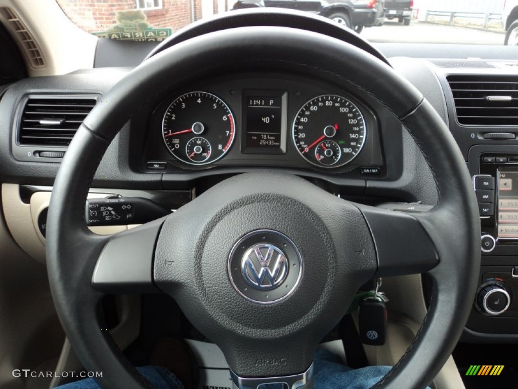 2010 Volkswagen Jetta Wolfsburg Edition Sedan Cornsilk Beige Steering Wheel Photo #61851828