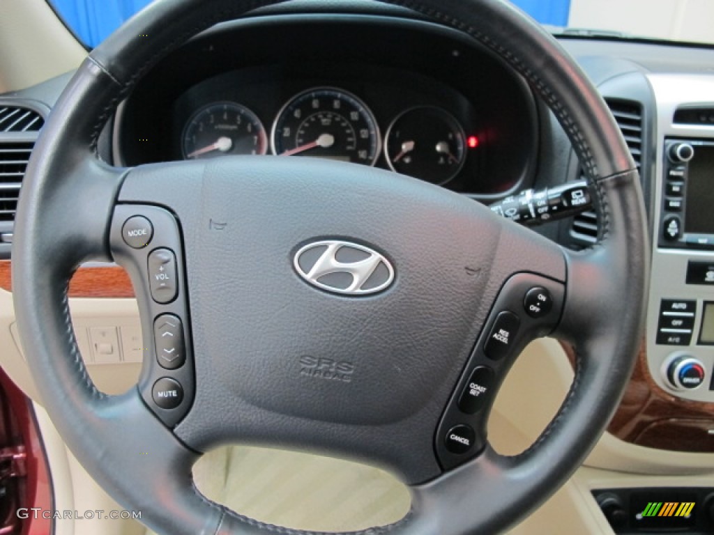 2009 Hyundai Santa Fe Limited Beige Steering Wheel Photo #61853439