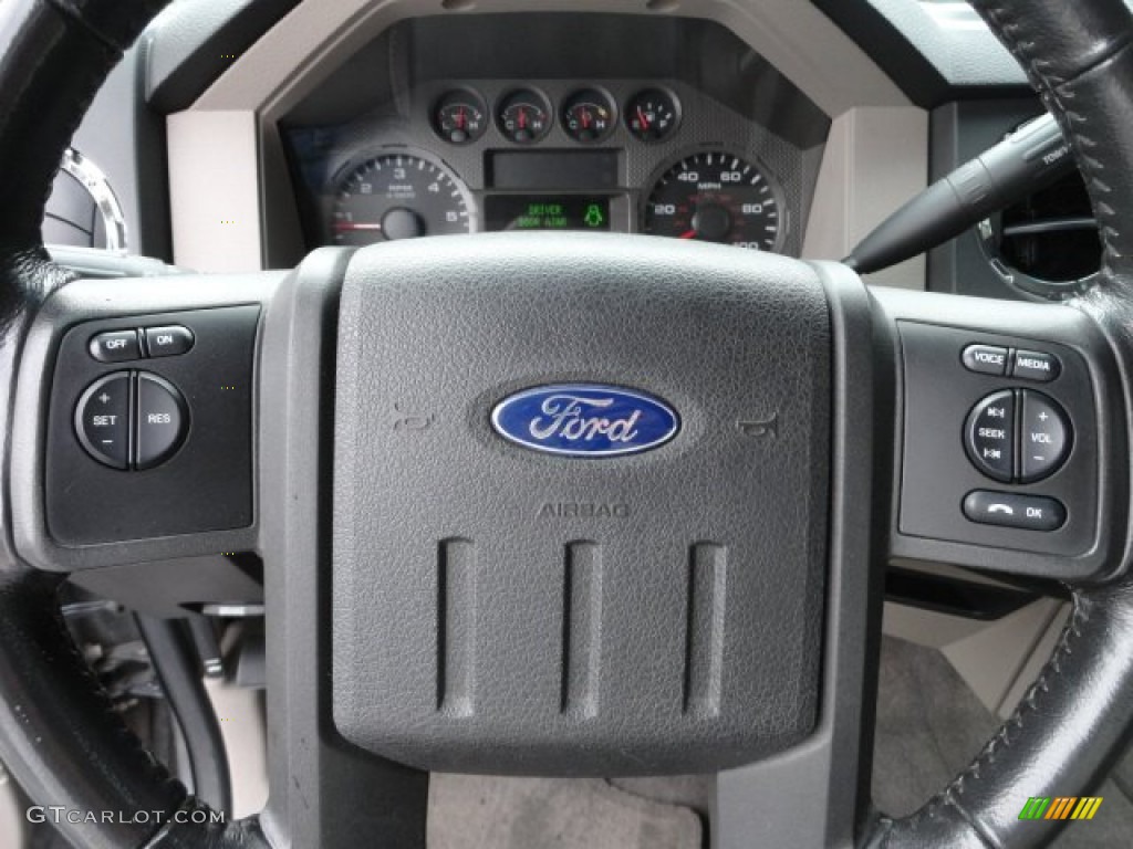 2009 Ford F350 Super Duty XLT SuperCab 4x4 Medium Stone Steering Wheel Photo #61854432